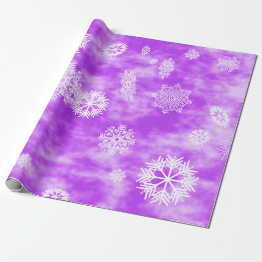 Sneeuwvlokken Herfst Paars Cadeaupapier (Uitgerold)