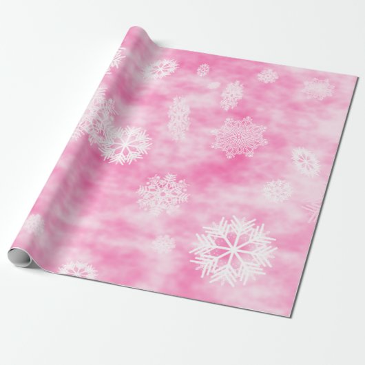 Sneeuwvlokken Herfst Roze Cadeaupapier (Uitgerold)