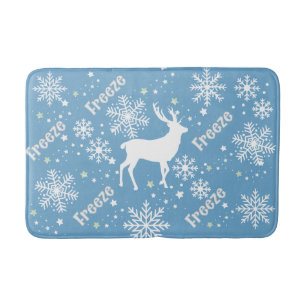 Sneeuwvlokken Herten Blauw Badmat