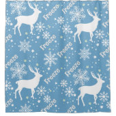 Sneeuwvlokken Herten Blauw Douchegordijn (Voorkant)