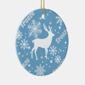 Sneeuwvlokken Herten Blauw Keramisch Ornament (Rechts)