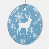Sneeuwvlokken Herten Blauw Keramisch Ornament (Links)