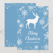 Sneeuwvlokken herten blauw Kerstmis Feestdagenkaart (Voorkant / Achterkant)