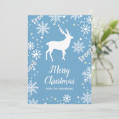 Sneeuwvlokken herten blauw Kerstmis Feestdagenkaart (Staand voorkant)