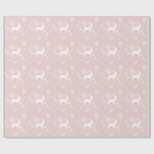 sneeuwvlokken herten Blush Roze Cadeaupapier (Vlak)