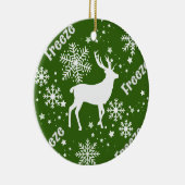 sneeuwvlokken herten groen keramisch ornament (Rechts)