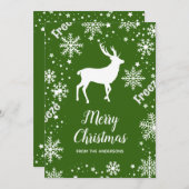 Sneeuwvlokken herten groen Kerstmis Feestdagenkaart (Voorkant / Achterkant)