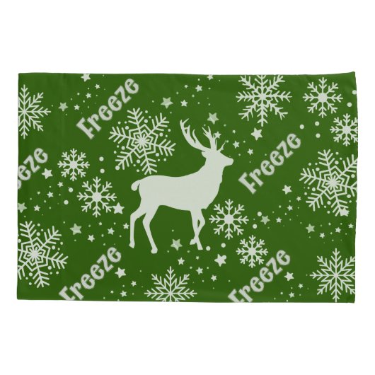 sneeuwvlokken herten groen kussensloop (Achterkant-Links)
