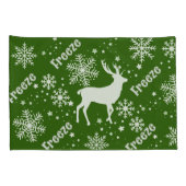 sneeuwvlokken herten groen kussensloop (Achterkant-Rechts)