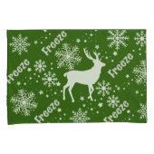 sneeuwvlokken herten groen kussensloop (Voorkant-Rechts)