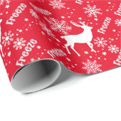 Sneeuwvlokken Herten Rood Cadeaupapier (Rol Hoek)