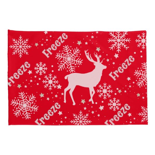 Sneeuwvlokken Herten Rood Kussensloop (Achterkant-Rechts)