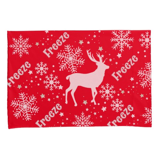 Sneeuwvlokken Herten Rood Kussensloop (Voorkant-Rechts)