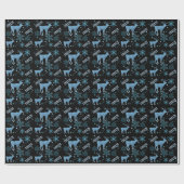 sneeuwvlokken herten zwart Wrapping Papier (Vlak)