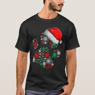 Sneeuwvlokken Hondenpoot Kerstmannenhoed Kerst Hon T-shirt