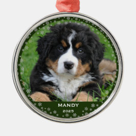 Sneeuwvlokken huisdier naam foto kerst metalen ornament