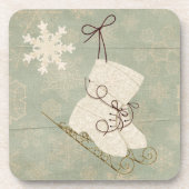  sneeuwvlokken ijs schaatsen schattige luxe winter bier onderzetter (Voorkant)