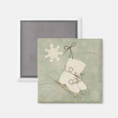  sneeuwvlokken ijs schaatsen schattige luxe winter magneet (Voorkant / Achterkant)