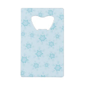 Sneeuwvlokken, ijsblauw, ijzige sneeuwvlokken, sne creditkaart flessenopener (Voorkant)