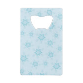 Sneeuwvlokken, ijsblauw, ijzige sneeuwvlokken, sne creditkaart flessenopener (Achterkant)