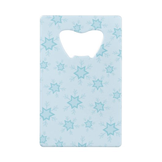 Sneeuwvlokken, ijsblauw, ijzige sneeuwvlokken, sne creditkaart flessenopener (Achterkant)