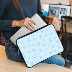 Sneeuwvlokken, ijsblauw, ijzige sneeuwvlokken, sne laptop sleeve