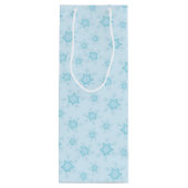 Sneeuwvlokken, ijsblauw, ijzige sneeuwvlokken, sne wijn cadeautas (Achterkant)