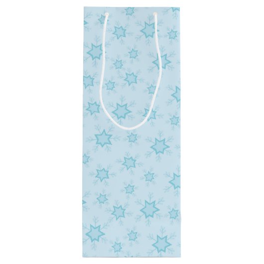 Sneeuwvlokken, ijsblauw, ijzige sneeuwvlokken, sne wijn cadeautas (Achterkant)