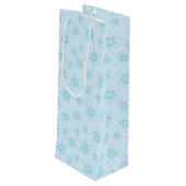 Sneeuwvlokken, ijsblauw, ijzige sneeuwvlokken, sne wijn cadeautas (Achterkant Gekanteld)