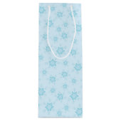 Sneeuwvlokken, ijsblauw, ijzige sneeuwvlokken, sne wijn cadeautas (Voorkant)