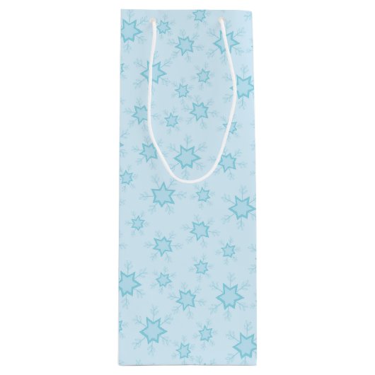 Sneeuwvlokken, ijsblauw, ijzige sneeuwvlokken, sne wijn cadeautas (Voorkant)
