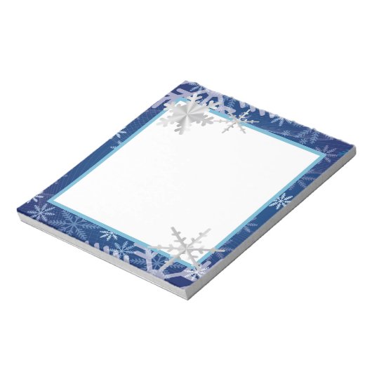 Sneeuwvlokken in blauw notitieblok (Linkerzijde)
