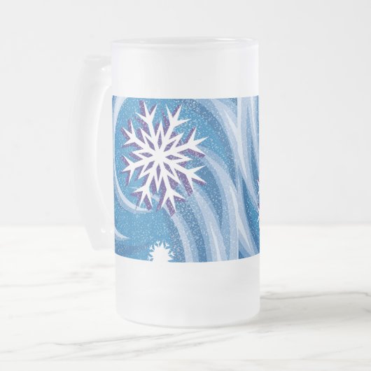 Sneeuwvlokken in de wind - matglas bierpul (Voorkant links)