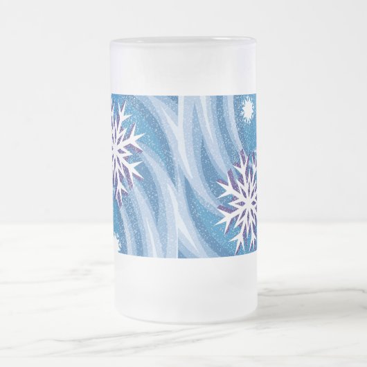 Sneeuwvlokken in de wind - matglas bierpul (Center)