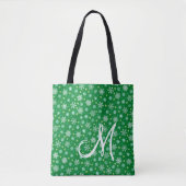 Sneeuwvlokken in diverse vormen Groen Aangepast Mo Tote Bag (Voorkant)