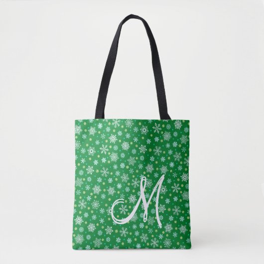 Sneeuwvlokken in diverse vormen Groen Aangepast Mo Tote Bag (Voorkant)