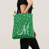 Sneeuwvlokken in diverse vormen Groen Aangepast Mo Tote Bag (Dichtbij)