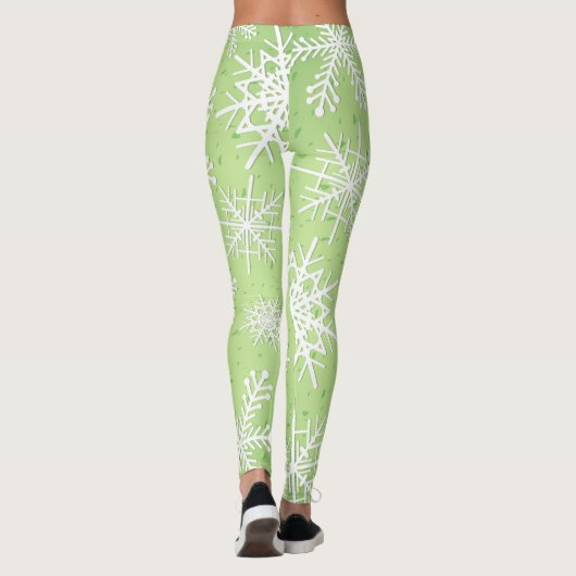 Sneeuwvlokken in groen leggings (Achterkant)