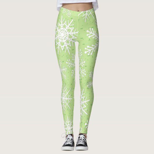 Sneeuwvlokken in groen leggings (Voorkant)