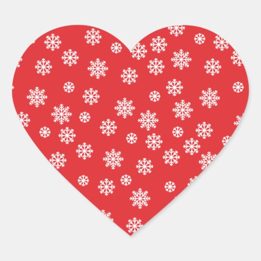 Sneeuwvlokken in het rood hart sticker (Voorkant)