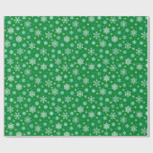 Sneeuwvlokken in verschillende vormen groene feest cadeaupapier (Vlak)