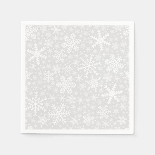 Sneeuwvlokken in zilver | Holiday Napkins Servet (Voorkant)