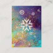 SNEEUWVLOKKEN IN ZILVER SPRANKELEN IN NACHTBLAUW VISITEKAARTJE (Achterkant)