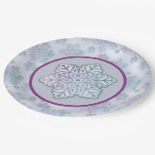 Sneeuwvlokken Iridescent Blue & Paarse Papieren Bordje (Gekanteld)