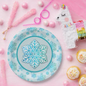 Sneeuwvlokken Iridescent Blue Papieren Bordje (Feest)