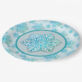 Sneeuwvlokken Iridescent Blue Papieren Bordje (Gekanteld)
