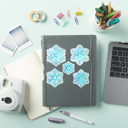 Sneeuwvlokken Iridescent Cool Blue Sticker (iPad Cover)