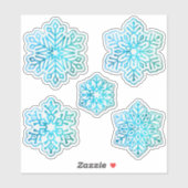 Sneeuwvlokken Iridescent Cool Blue Sticker (Vel)