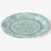 Sneeuwvlokken Iridescent Winter Green Papieren Bordje (Gekanteld)