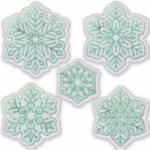 Sneeuwvlokken Iridescent Winter Green Sticker (Voorkant)